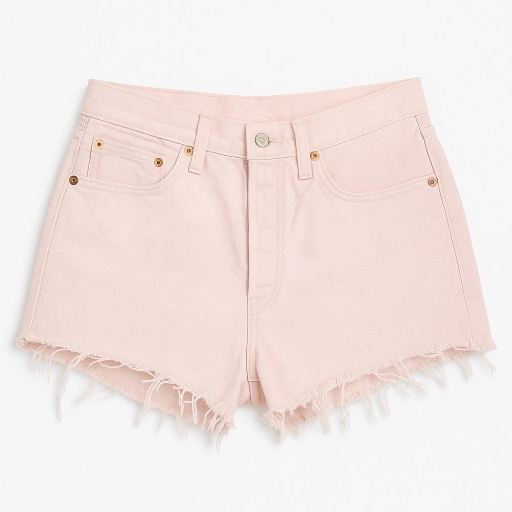 Levi’s 501 High Rise Denim Shorts in Pale Pink